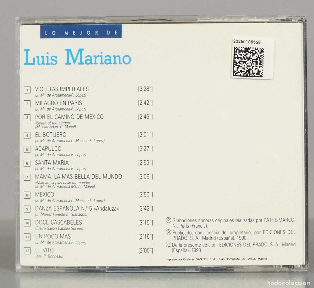 CDs de m&uacute;sica: CD. LO MEJOR DE: Luis Mariano. - Foto 2