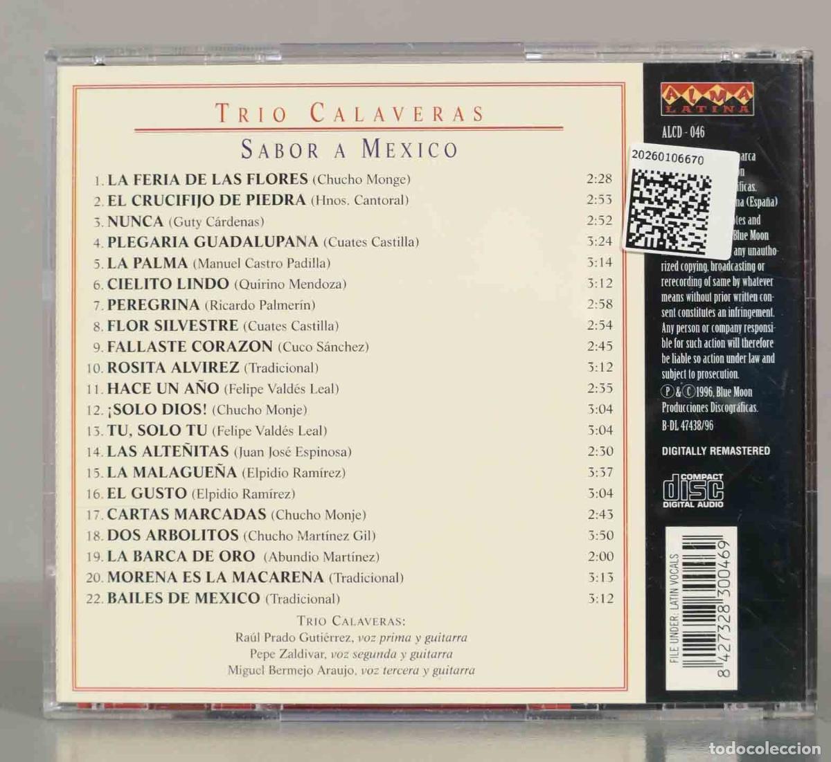 CDs de m&uacute;sica: CD. TRIO CALAVERAS - Sabor a M&eacute;xico. - Foto 2
