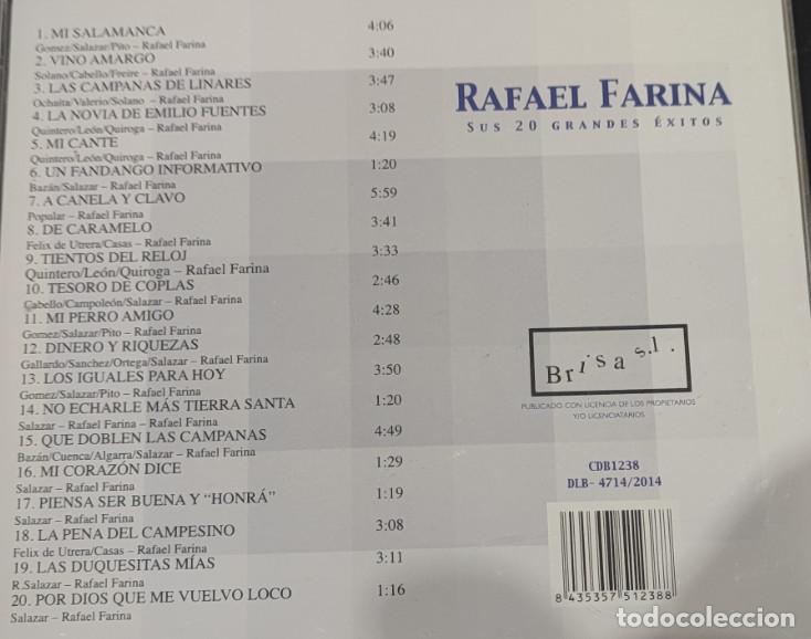 CDs de m&uacute;sica: RAFAEL FARINA, SUS 20 GRANDES EXITOS, CD - Foto 2