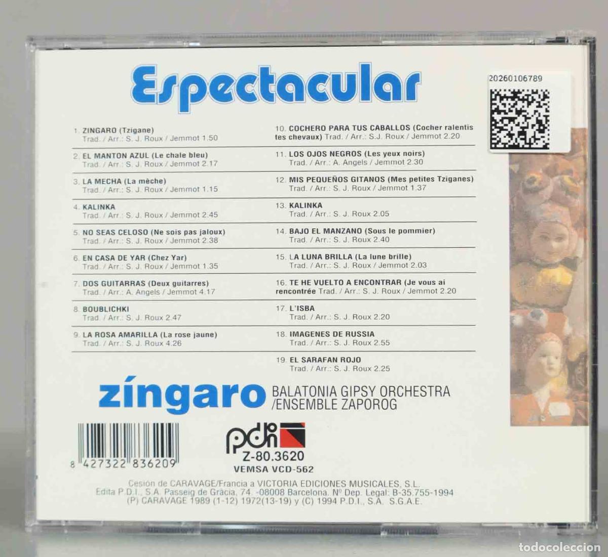 CDs de m&uacute;sica: CD. ESPECTACULAR - ZINGARO. - Foto 2