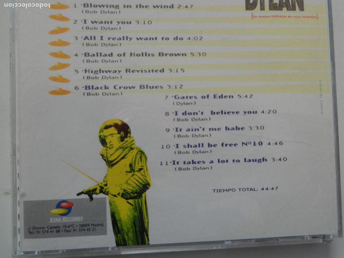 CDs de m&uacute;sica: BOB DYLAN -11 GRANDES EXITOS EN VERSION ORIGINAL - Star Records. - Foto 3