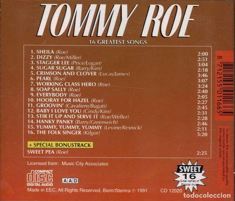 CDs de m&uacute;sica: Tommy Roe - 16 Greatest Songs. CD - Foto 2