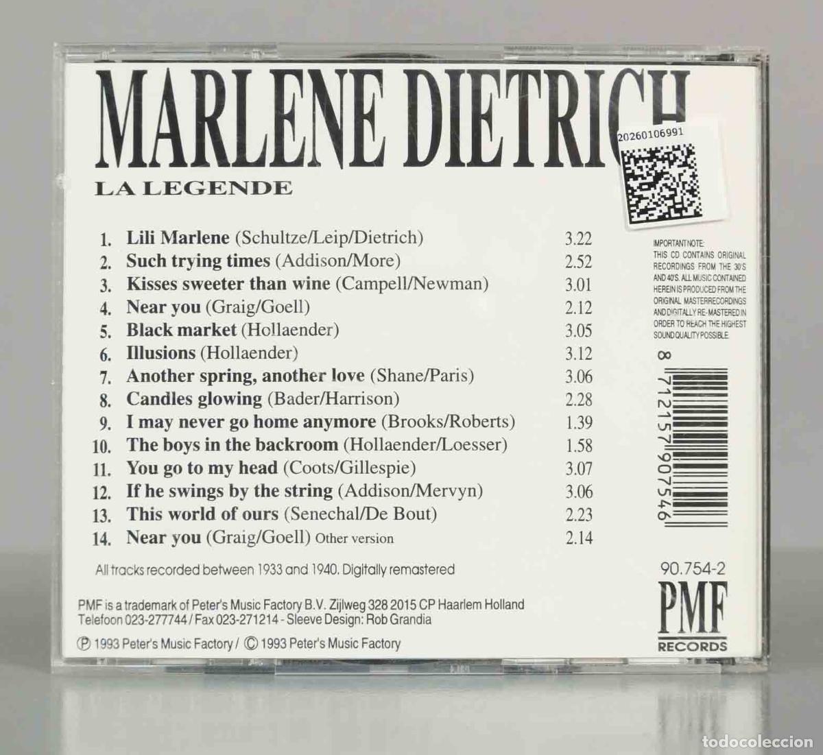 CDs de m&uacute;sica: CD. Marlene Dietrich &ndash; La L&eacute;gende - Foto 2