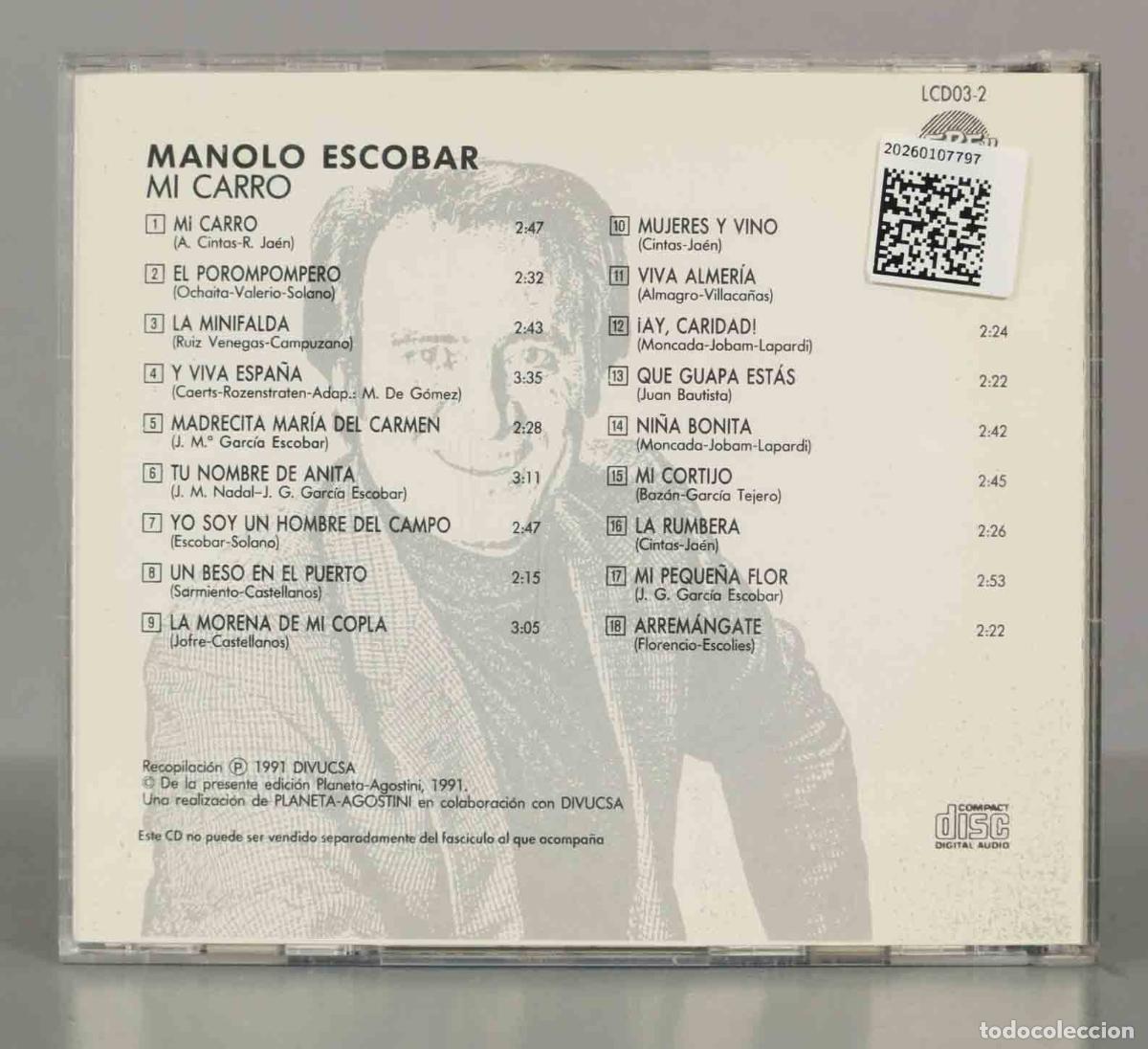 CDs de m&uacute;sica: CD. Manolo Escobar &ndash; Mi Carro - Foto 2