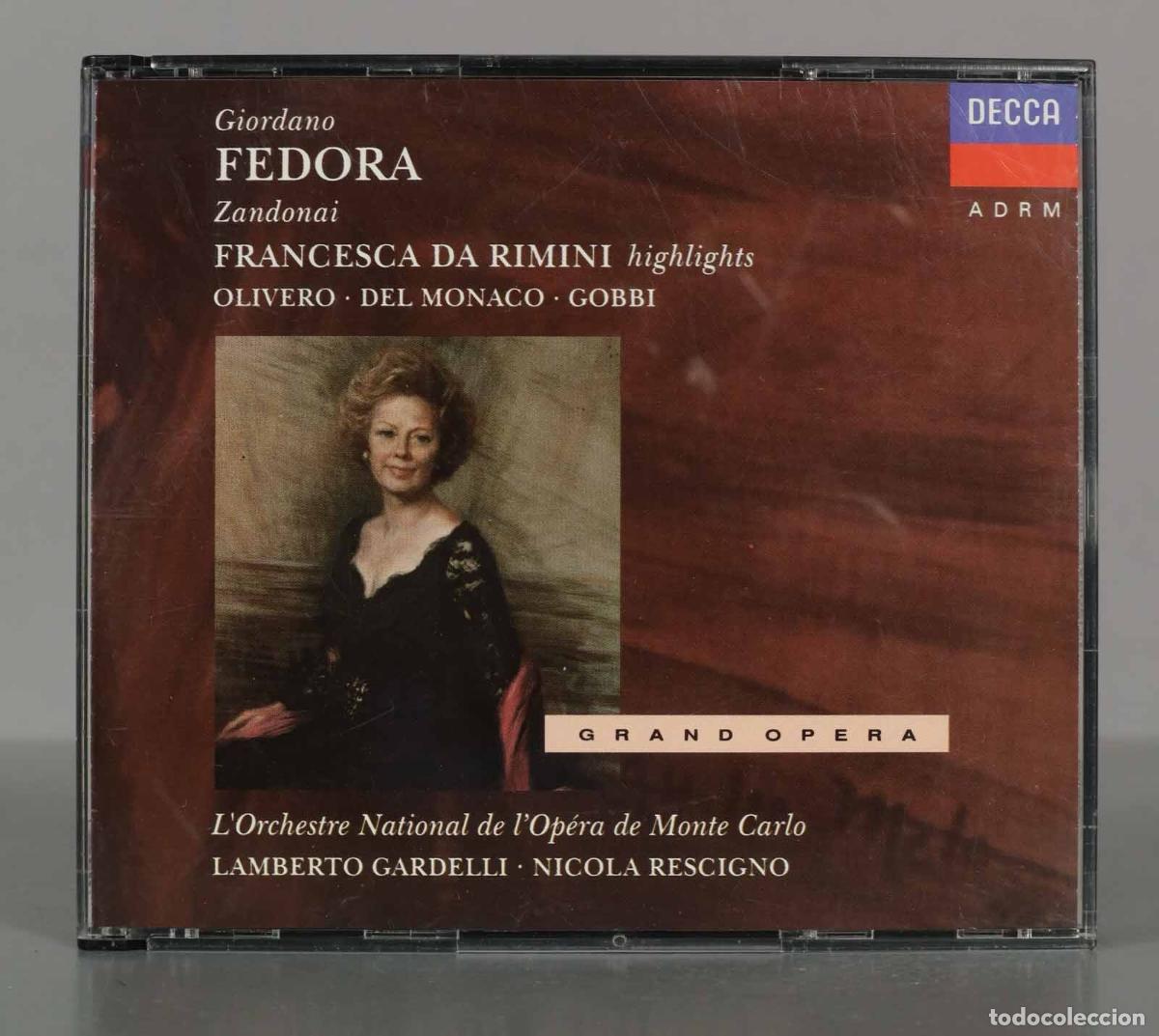 CD de M&uacute;sica: CD. Fedora &bull; Francesca Da Rimini - Giordano - Zandonai, Olivero, Del Monaco, Gobbi, Rescigno