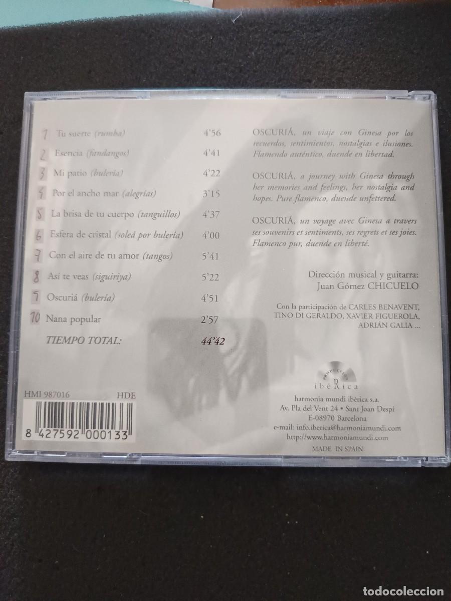 CDs de m&uacute;sica: GINESA ORTEGA. OSCURI&Aacute; - Foto 2