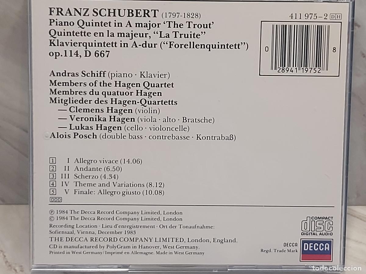 CDs de m&uacute;sica: SCHUBERT / QUINTETS / CD-DECCA-1984 / DE LUJO - Foto 3