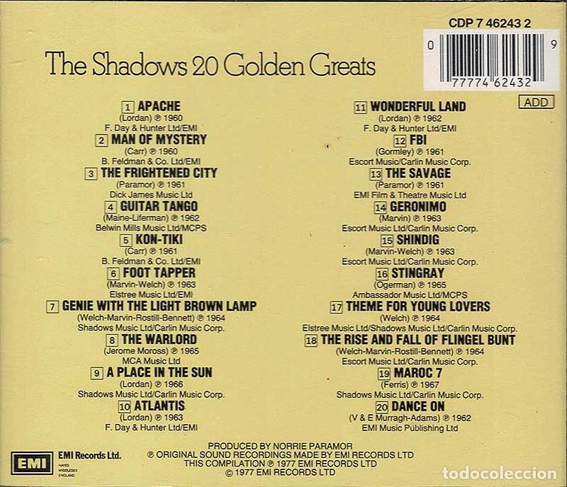 CDs de m&uacute;sica: The Shadows - 20 Golden Greats. CD - Foto 2