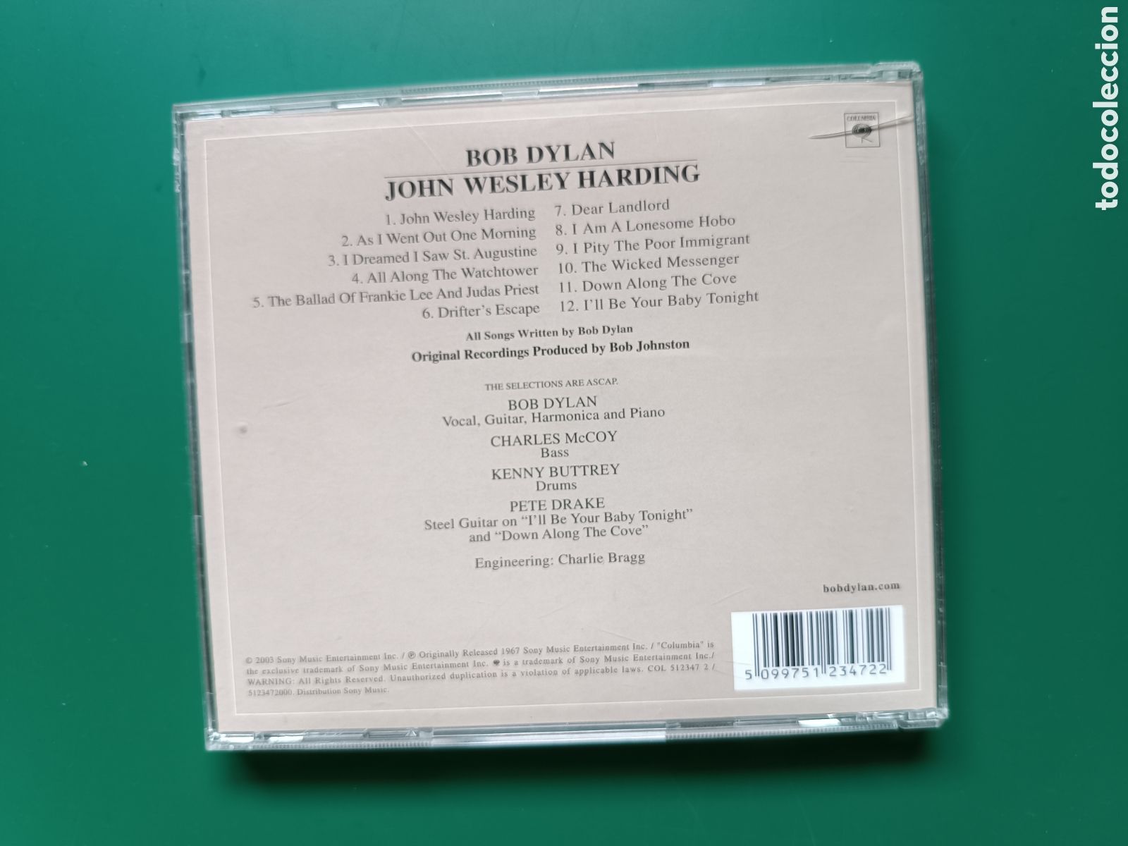 CDs de m&uacute;sica: CD: BOB DYLAN - John Wesley Harding (Columbia, 2003) - Foto 2