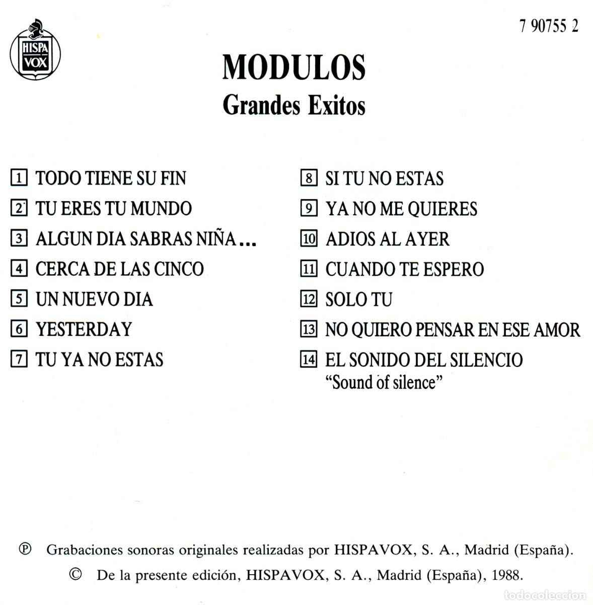 CDs de m&uacute;sica: M&Oacute;DULOS - Grandes Exitos (1988) - Foto 2