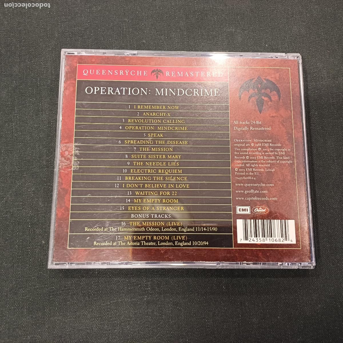 CDs de m&uacute;sica: QUEENSRYCHE/OPERATION MINDCRIME/CD METAL. - Foto 3