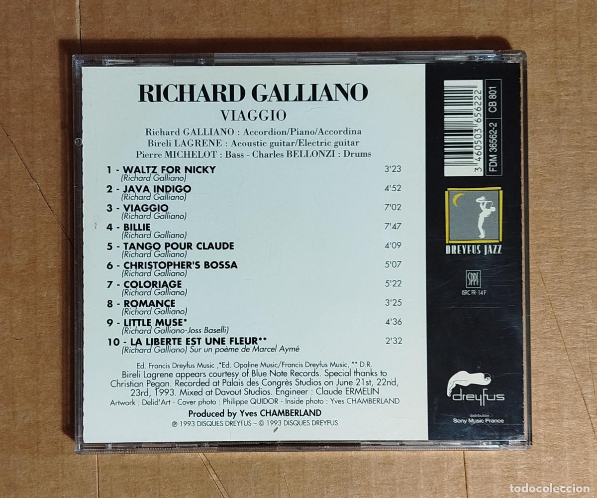 CDs de m&uacute;sica: RICHARD GALLIANO - VIAGGIO - 1993 - Foto 3