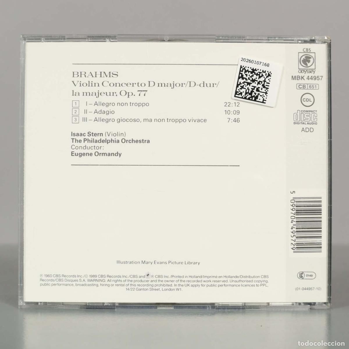 CDs de m&uacute;sica: CD. Brahms, Isaac Stern &ndash; Violin Concerto ormandy - Foto 2