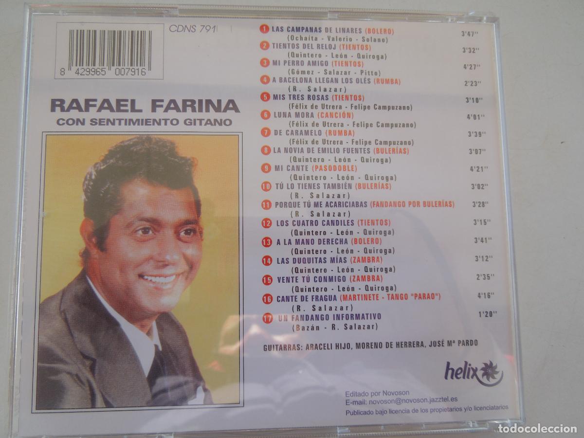 CDs de m&uacute;sica: RAFAEL FARINA - CON SENTIMIENTO GITANO - CD -2001 - Foto 3