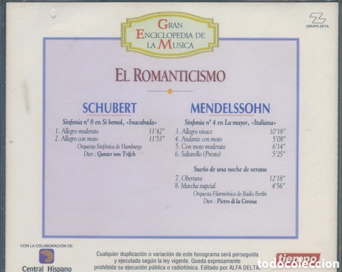 CDs de m&uacute;sica: El Romanticismo: Schubert / Mendelssohn - Foto 2