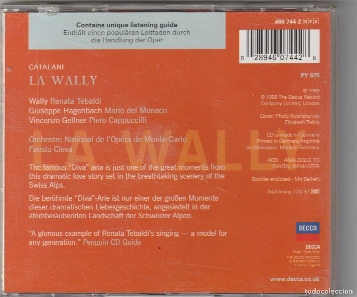 CDs de m&uacute;sica: CATALANI - LA WALLY (CD DECCA 1999) TEBALDI &middot; DEL MONACO &middot; CAPPUCCILLI - Foto 2