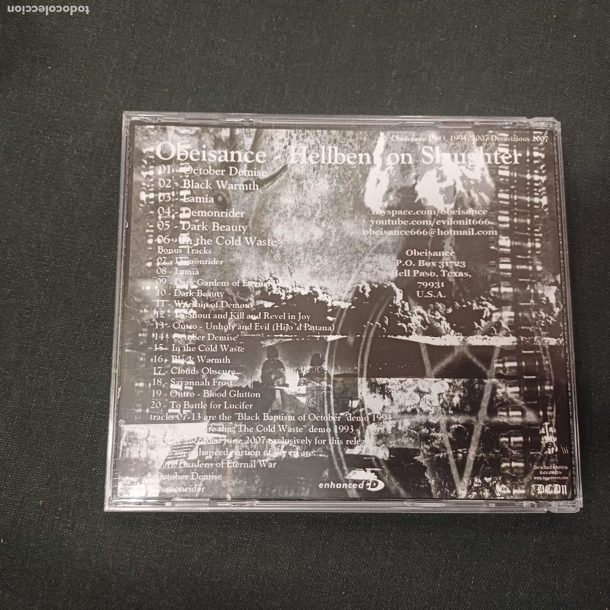 CDs de m&uacute;sica: OBEISANCE/HELLBENT ON SLAUGHTER/CD METAL. - Foto 3