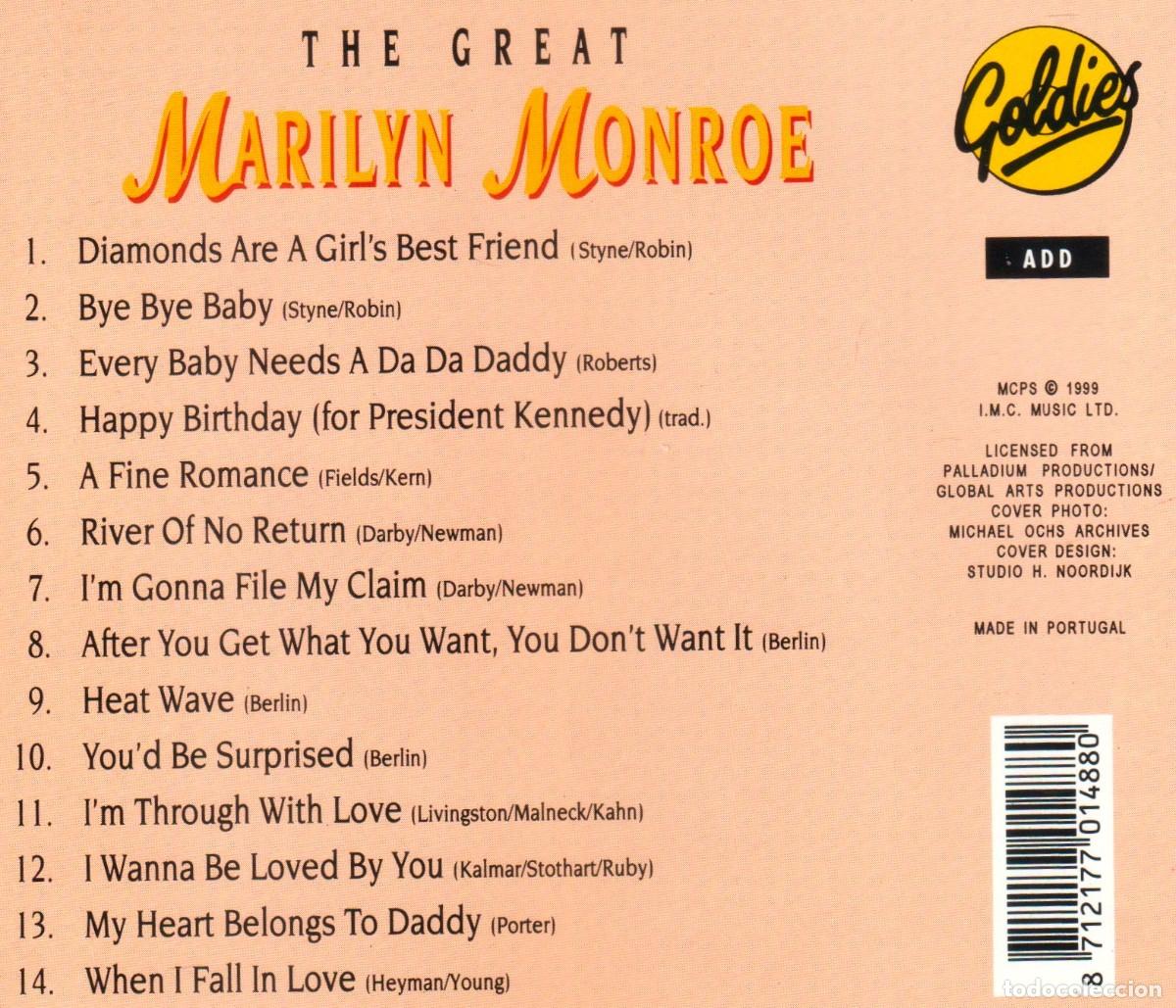 CDs de m&uacute;sica: �G68 - MARILYN MONROE. THE GREAT. CD. - Foto 2