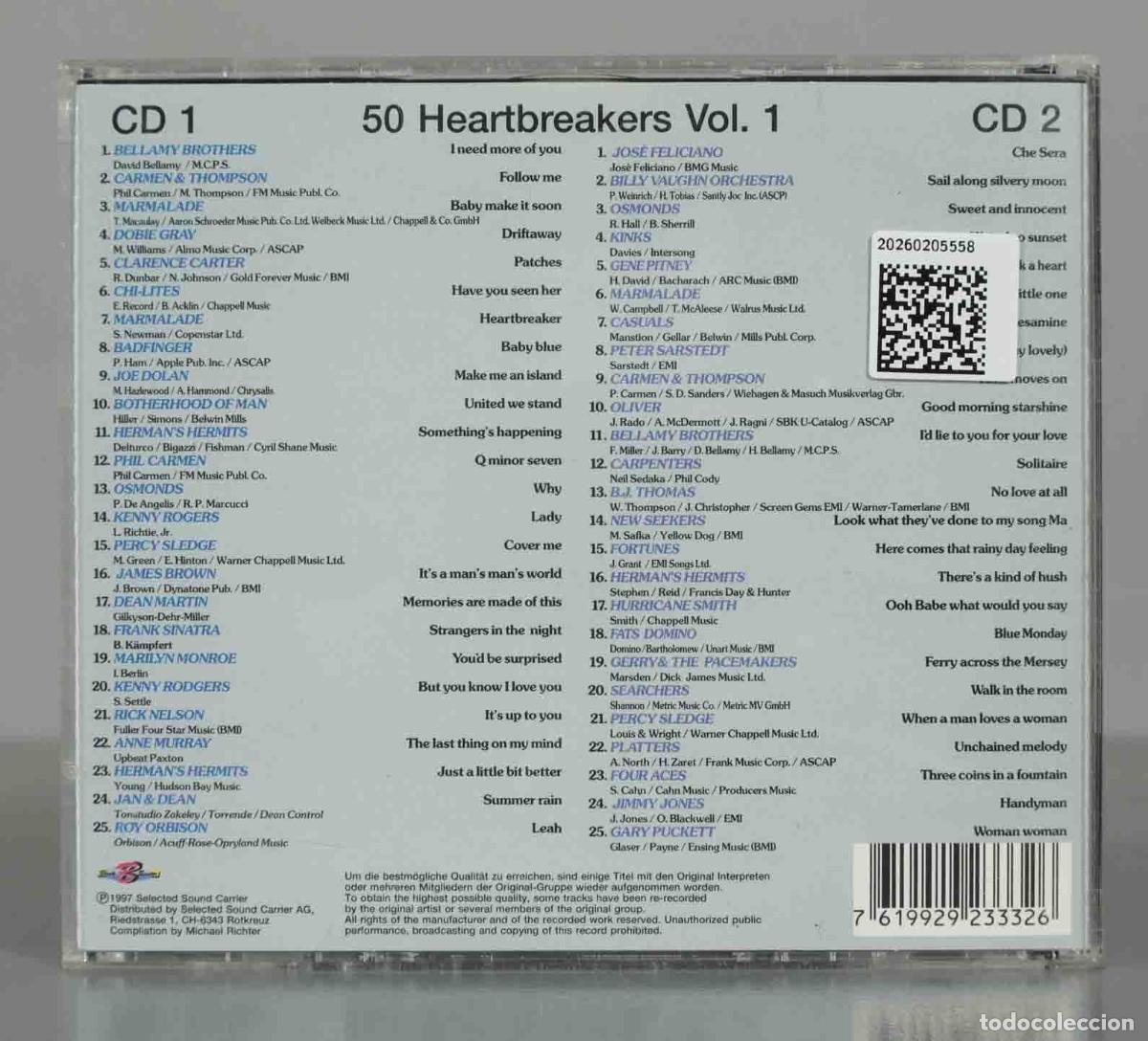 CDs de m&uacute;sica: CD. Various &ndash; 50 Heartbreakers Vol.1. - Foto 2