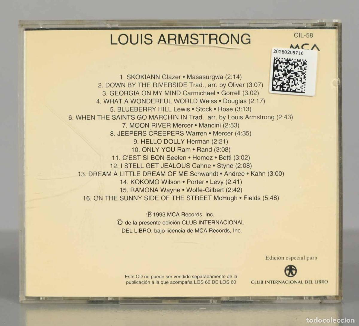 CDs de m&uacute;sica: CD. LOUIS ARMSTRONG - LOS 60 DE LOS 60. - Foto 2