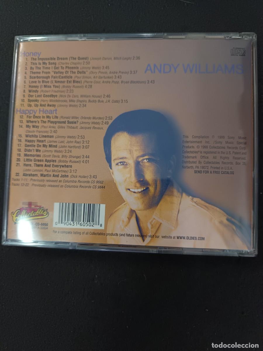 CDs de m&uacute;sica: ANDY WILLIAMS. HONEY / HAPPY HEART - Foto 2