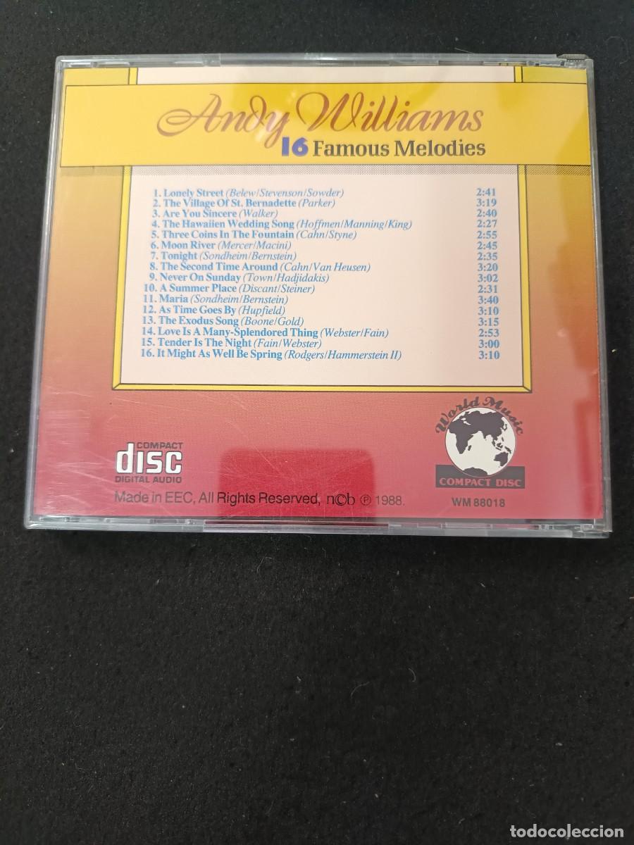 CDs de m&uacute;sica: ANDY WILLIAMS. 16 FAMOUS MELODIES - Foto 2