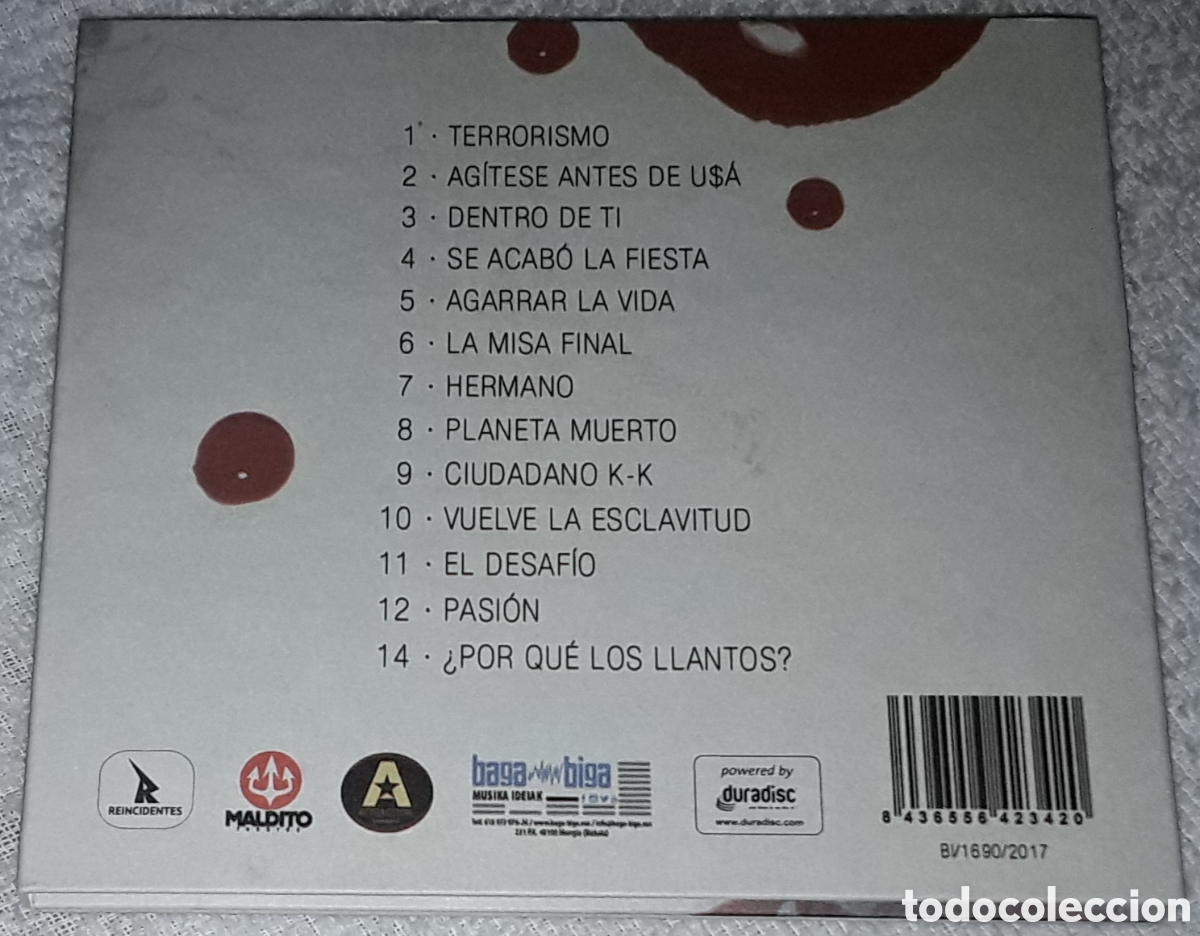 CDs de m&uacute;sica: CD - REINCIDENTES - VERG&Uuml;ENZA - DIGIPACK - Foto 2