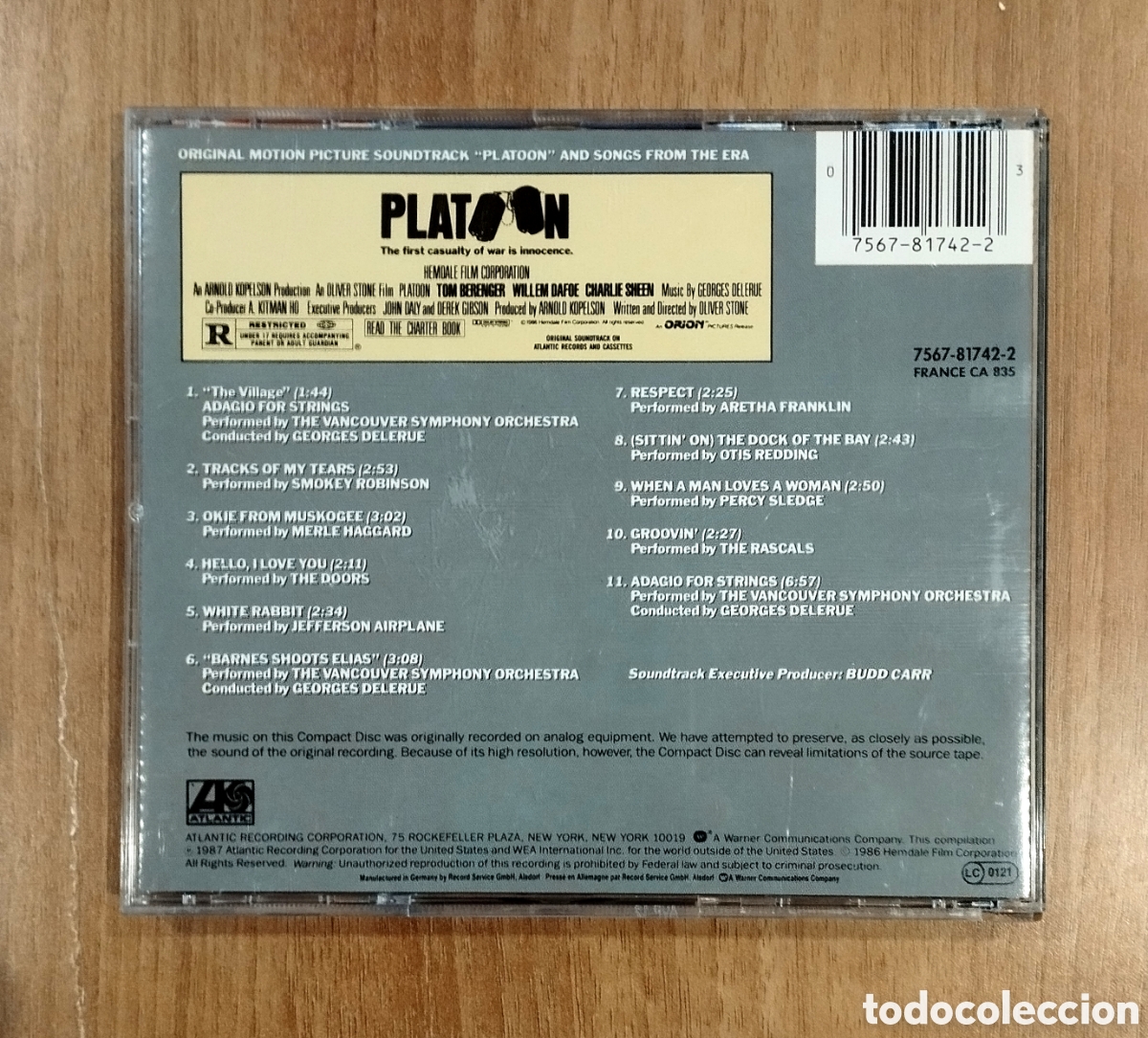 CDs de m&uacute;sica: CD BANDA SONORA ORIGINAL PEL&Iacute;CULA &rdquo;PLATOON&rdquo; - Foto 2
