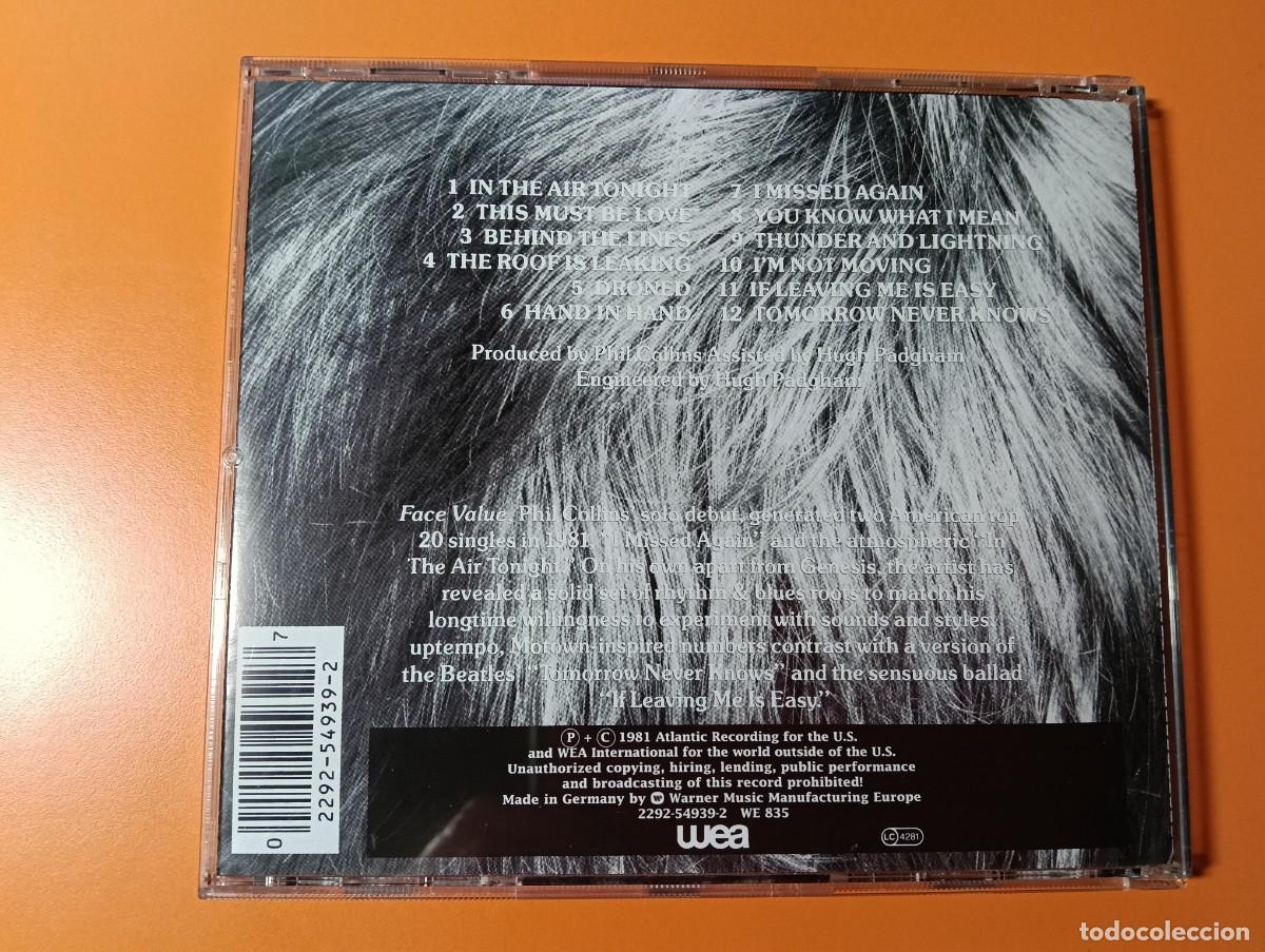 CDs de m&uacute;sica: CD PHIL COLLINS - FACE VALUE (WEA, 1981) - Foto 2