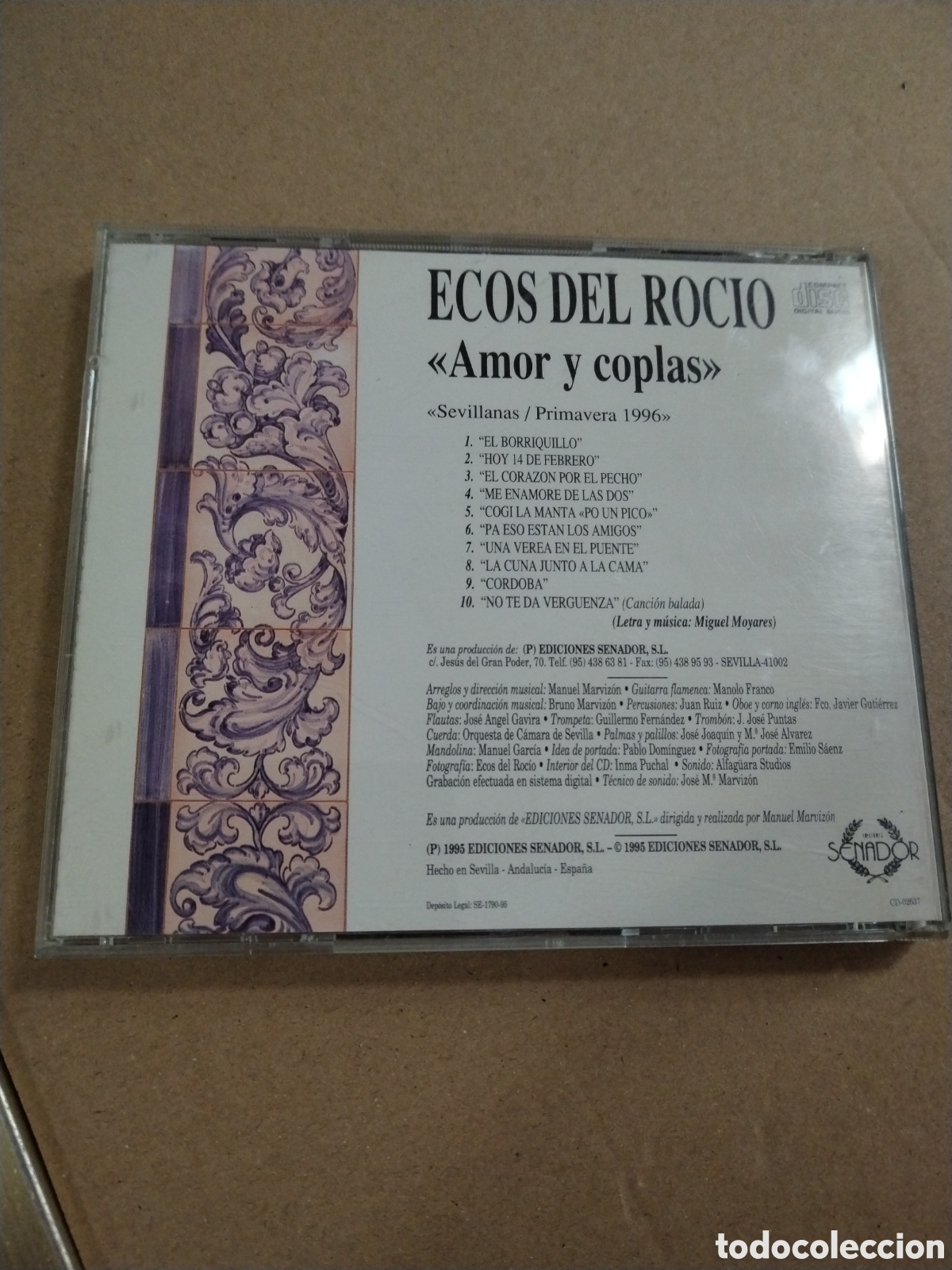 CDs de m&uacute;sica: ECOS DEL ROC&Iacute;O, AMOR Y COPLAS. 1995. CD. - Foto 2