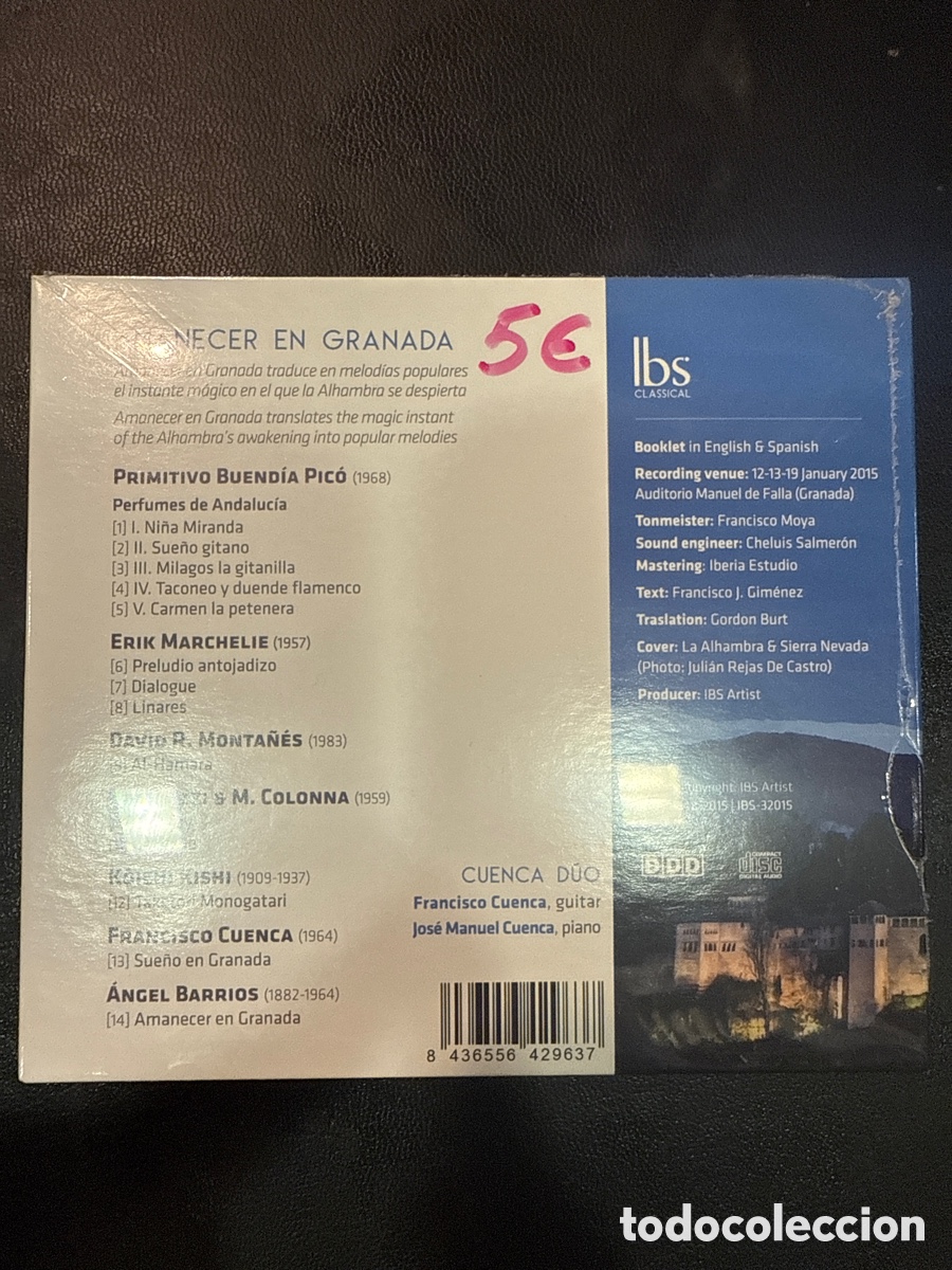 CDs de m&uacute;sica: CUENCA, Jos&eacute; Manuel. Amanecer en Granada. CD - Foto 2