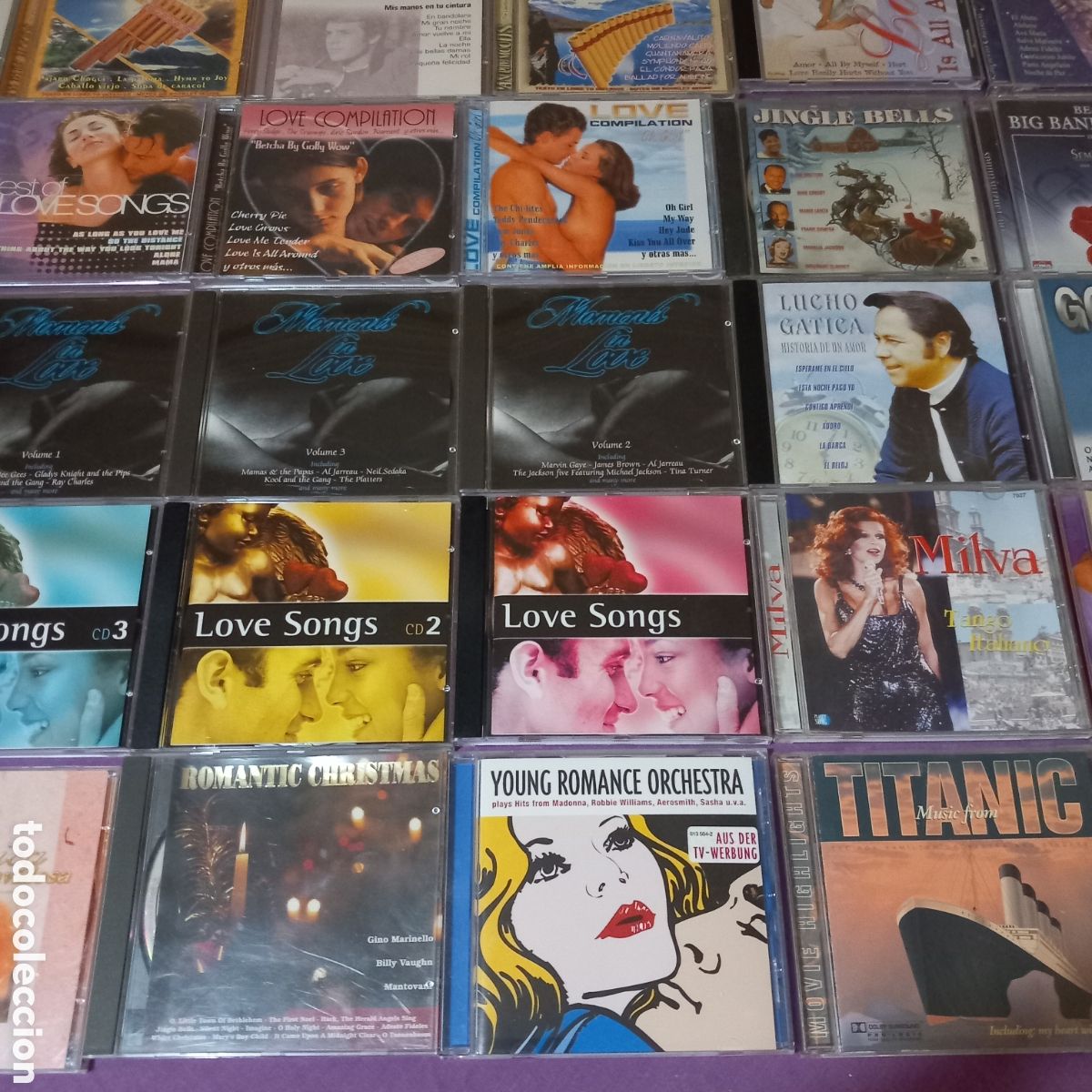 CD de M&uacute;sica: 40&times;CDs:LOVE SONGS/MILVA/TITANIC/LUCHO GATICA/EDITH PIAF/SAMINO ROSSI/GOSPEL/MARIO LANZA(como nuevos)