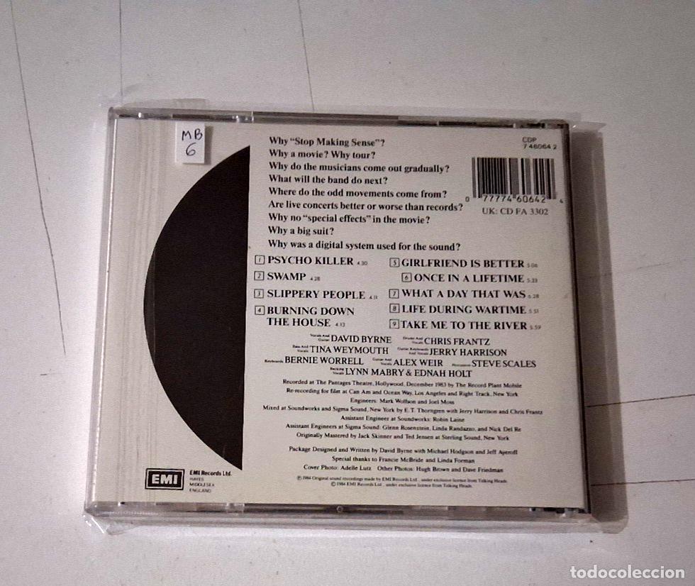 CDs de m&uacute;sica: TALKING HEADS &rdquo;STOP MAKING SENSE&rdquo; CD 9 TRACKS - Foto 2