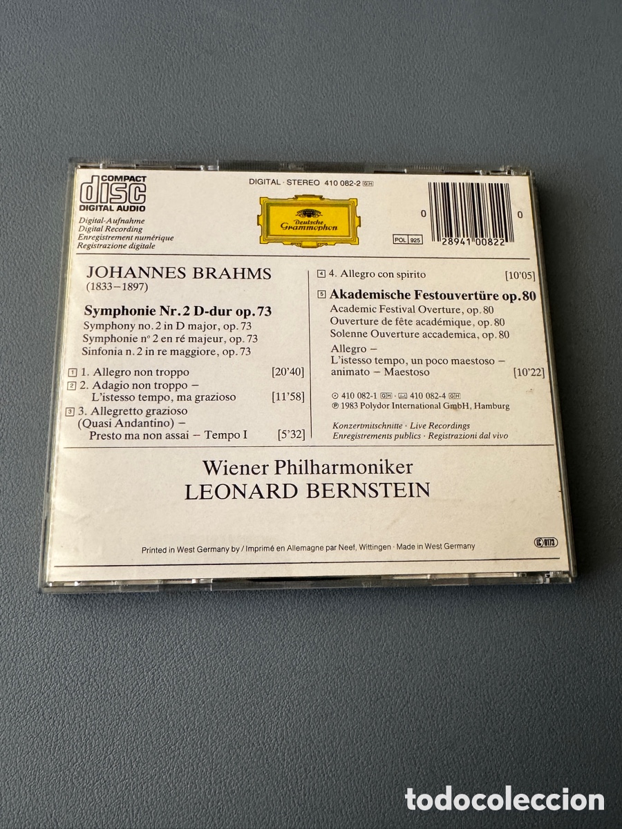CDs de m&uacute;sica: Brahms -Symphonie No.2 - Leonard Bernstein - Foto 3