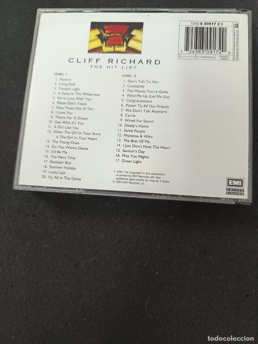CDs de m&uacute;sica: 2 CD. CLIFF RICHARD. THE HITS LIST. - Foto 2