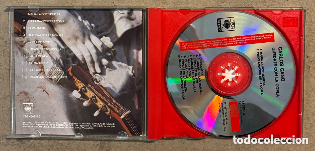 CDs de m&uacute;sica: CD. CARLOS CANO &ldquo;QU&Eacute;DATE CON LA COPLA&rdquo; (CBS 1987). - Foto 2