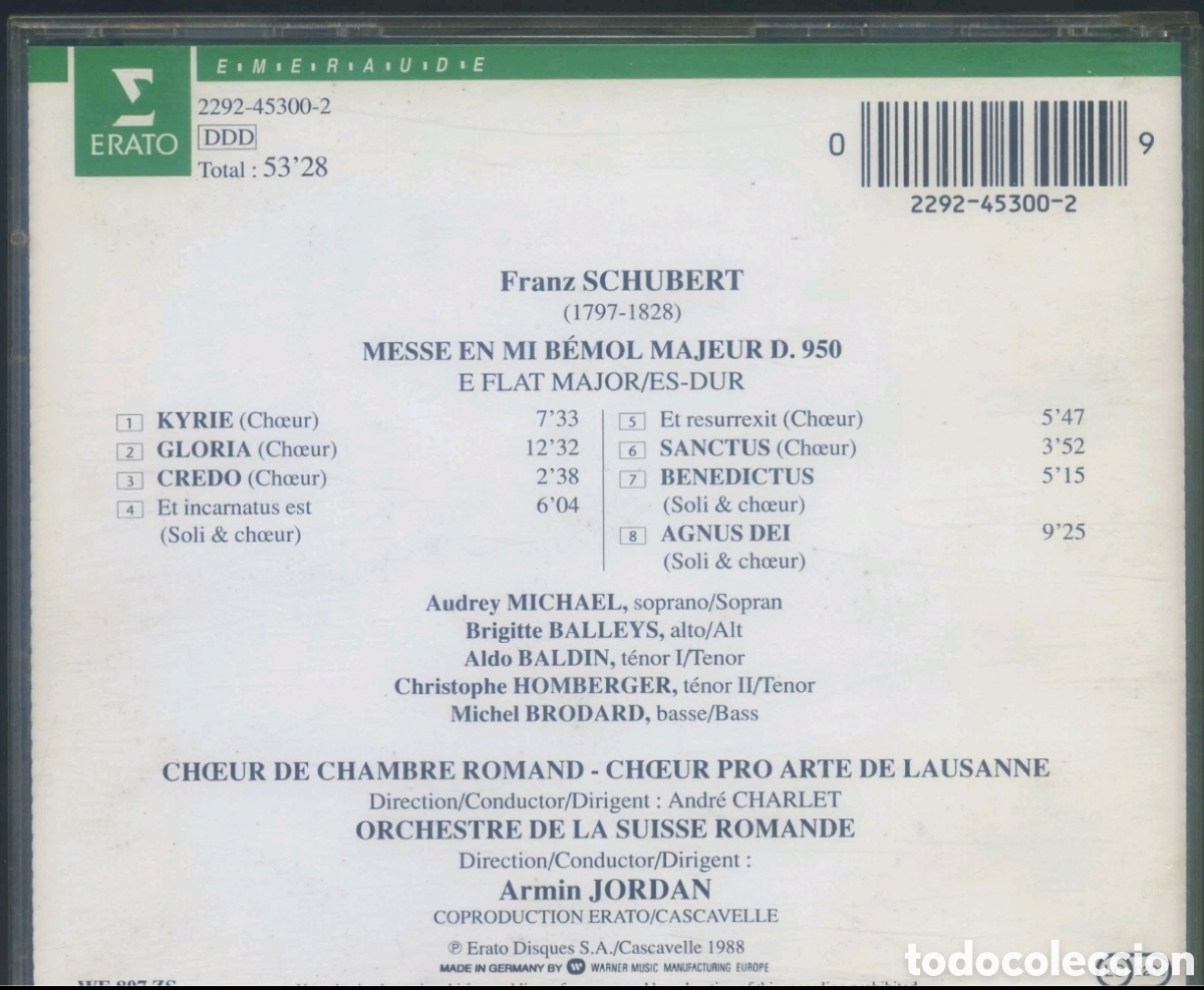 CDs de m&uacute;sica: Schubert: Messe en Mi B&eacute;mol Majeus D.950 - Foto 2