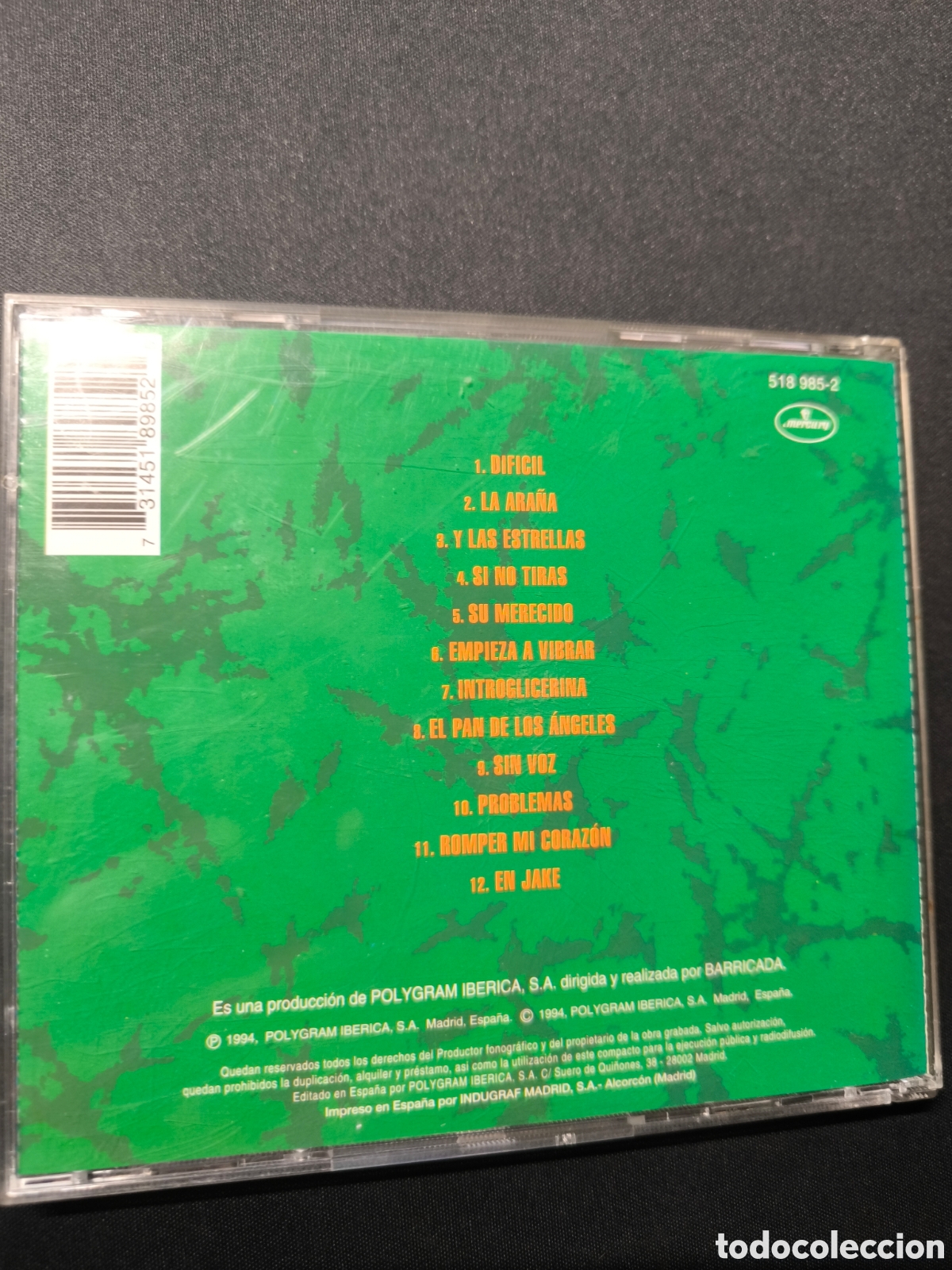 CDs de m&uacute;sica: CD Barricada. La Ara&ntilde;a. A&ntilde;o 1994 - Foto 3