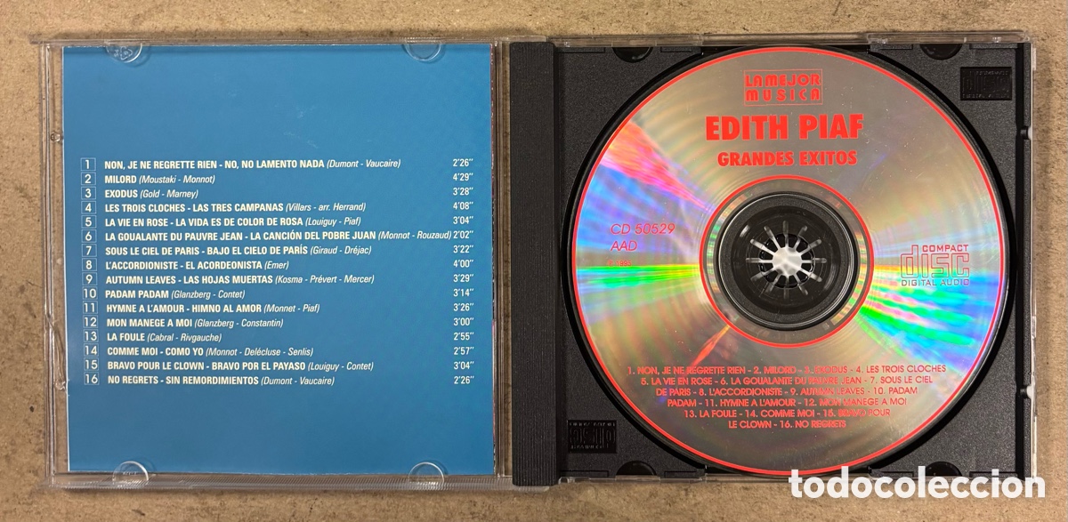 CDs de m&uacute;sica: CD. EDITH PIAF &ldquo;GRANDES &Eacute;XITOS&rdquo; (1994). - Foto 2