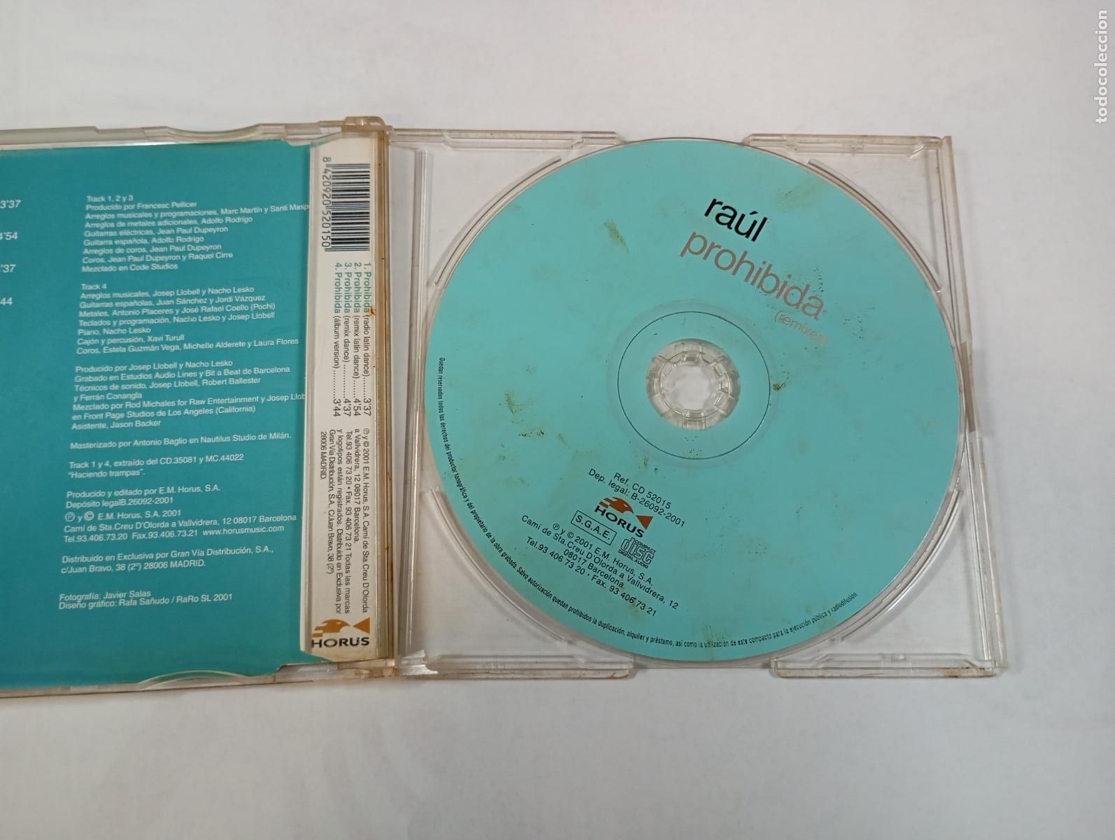 CDs de m&uacute;sica: RA&Uacute;L. PROHIBIDA. REMIXES. CD SINGLE. TDKCD144 - Foto 2