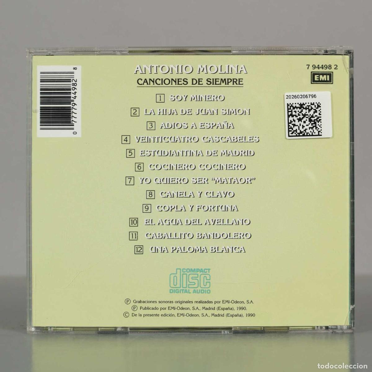 CDs de m&uacute;sica: CD. Antonio Molina &ndash; Canciones De Siempre. - Foto 2