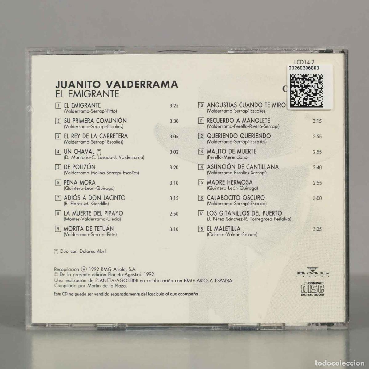 CDs de m&uacute;sica: CD. JUANITO VALDERRAMA - EL EMIGRANTE. - Foto 2