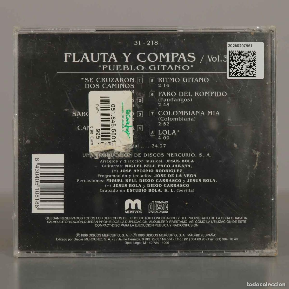 CDs de m&uacute;sica: CD. FLAUTA Y COMPAS - PUEBLO GITANO Vol. 3. PRECINTADO. - Foto 2