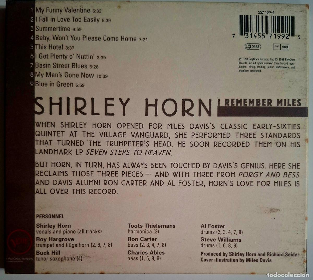 CDs de m&uacute;sica: SHIRLEY HORNE. I REMEMBER MILES - Foto 4