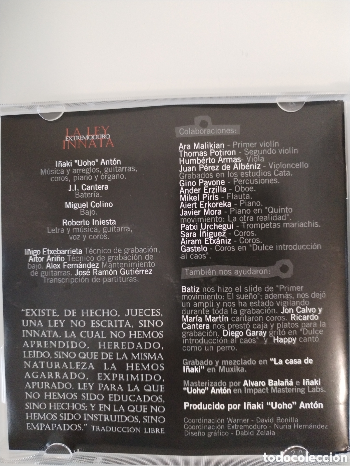CDs de m&uacute;sica: EXTREMODURO. La ley innata, CD - Foto 4