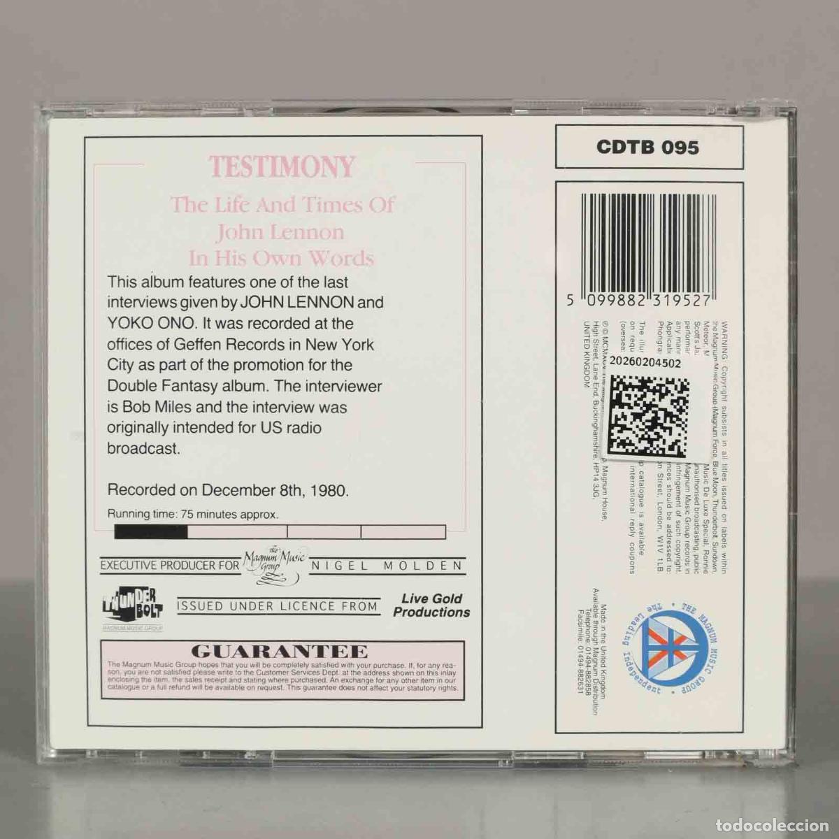 CDs de m&uacute;sica: CD. John Lennon &ndash; John Lennon Testimony. - Foto 2