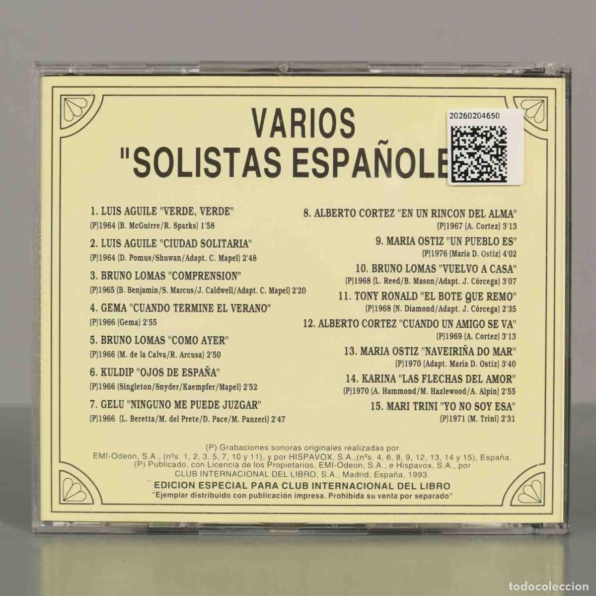 CDs de m&uacute;sica: CD. Various &ndash; Solistas Espa&ntilde;oles. - Foto 2