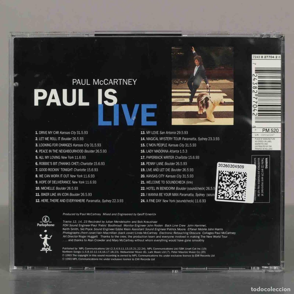 CDs de m&uacute;sica: CD. Paul McCartney &ndash; Paul Is Live. - Foto 2