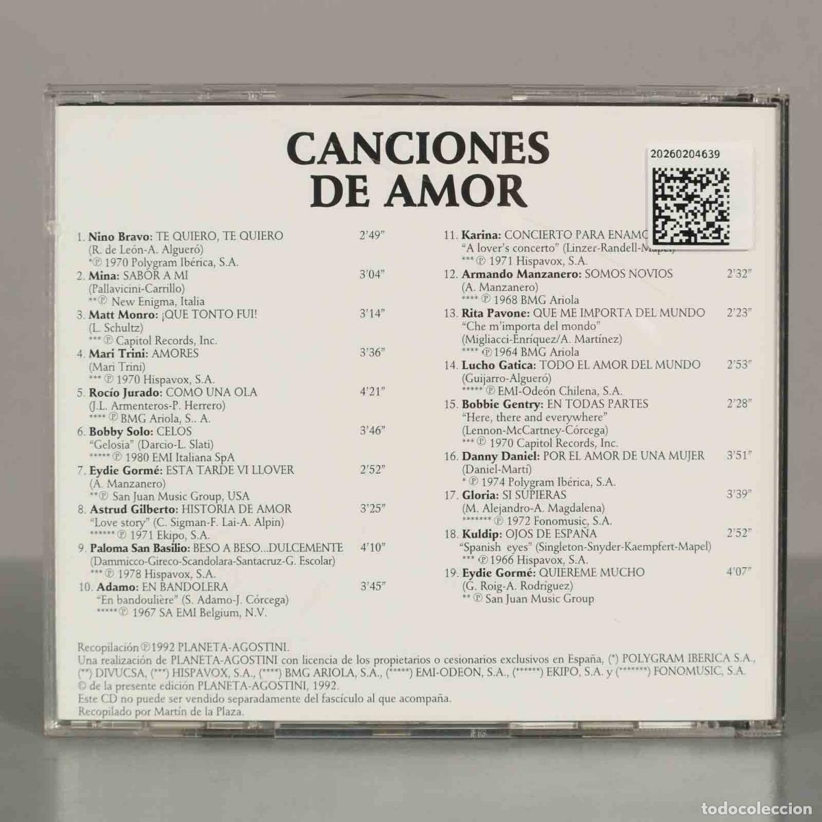 CDs de m&uacute;sica: CD. Various &ndash; Canciones de amor. - Foto 2