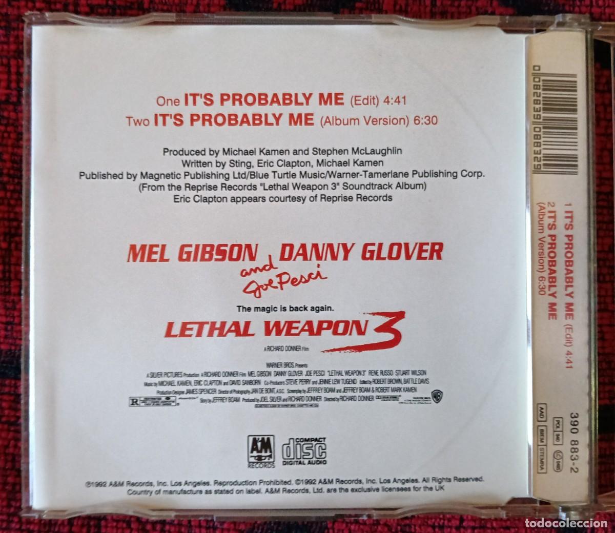 CDs de m&uacute;sica: STING / ERIC CLAPTON ** Its Probably Me ** 1992 UK CD SINGLE - Foto 2